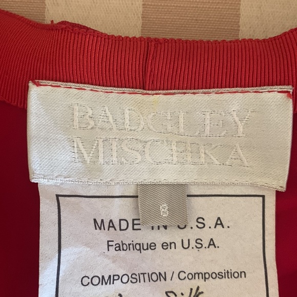 BADGLEY MISCHKA Designer silk red holiday dress S; fits about a size 4 (runs sm) - Picture 5 of 11